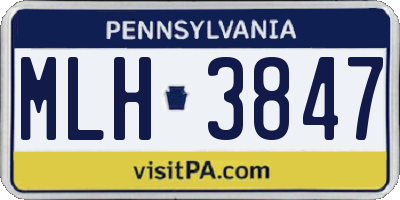 PA license plate MLH3847