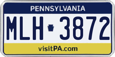 PA license plate MLH3872