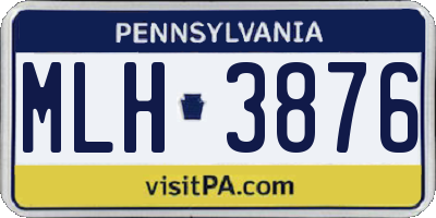 PA license plate MLH3876