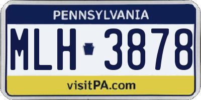 PA license plate MLH3878