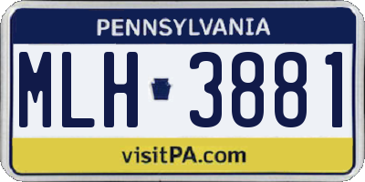 PA license plate MLH3881