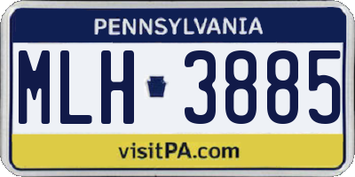 PA license plate MLH3885
