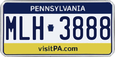 PA license plate MLH3888