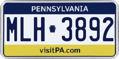 PA license plate MLH3892