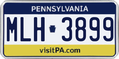 PA license plate MLH3899