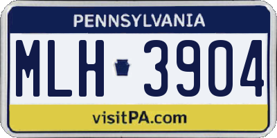 PA license plate MLH3904