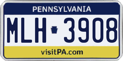 PA license plate MLH3908