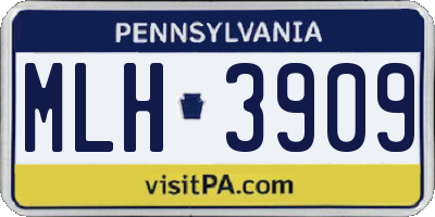 PA license plate MLH3909