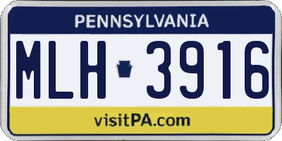 PA license plate MLH3916