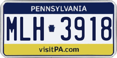 PA license plate MLH3918