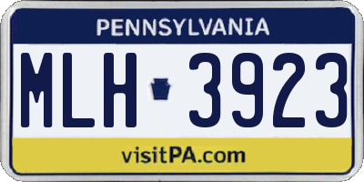 PA license plate MLH3923