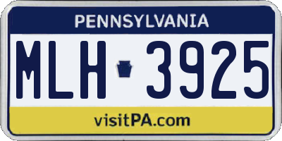 PA license plate MLH3925