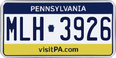 PA license plate MLH3926