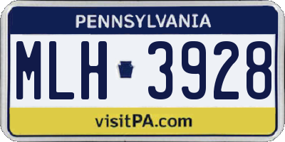 PA license plate MLH3928