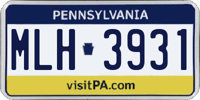 PA license plate MLH3931