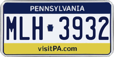 PA license plate MLH3932