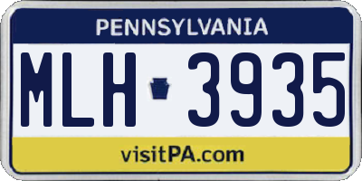 PA license plate MLH3935