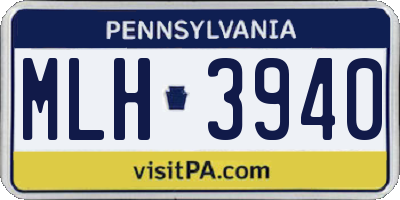 PA license plate MLH3940