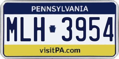 PA license plate MLH3954