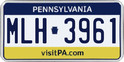 PA license plate MLH3961