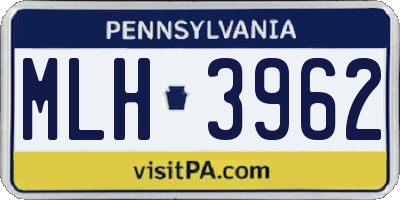 PA license plate MLH3962