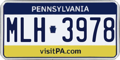 PA license plate MLH3978