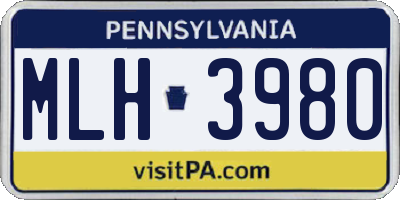 PA license plate MLH3980