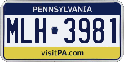PA license plate MLH3981