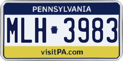 PA license plate MLH3983