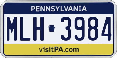 PA license plate MLH3984