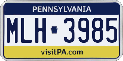 PA license plate MLH3985