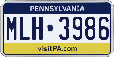 PA license plate MLH3986