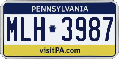 PA license plate MLH3987