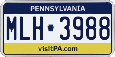 PA license plate MLH3988