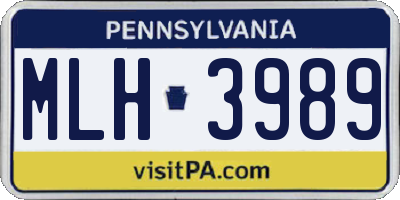 PA license plate MLH3989