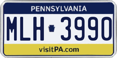 PA license plate MLH3990