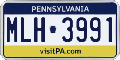 PA license plate MLH3991