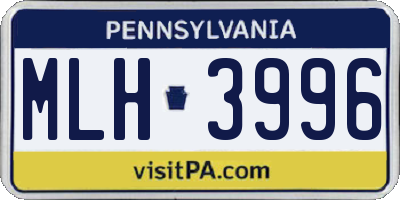 PA license plate MLH3996