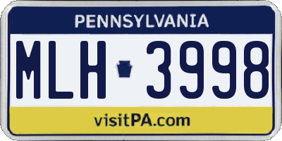 PA license plate MLH3998