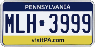 PA license plate MLH3999