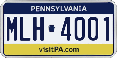 PA license plate MLH4001