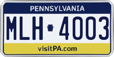 PA license plate MLH4003