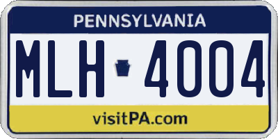PA license plate MLH4004