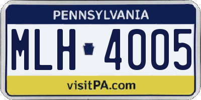PA license plate MLH4005