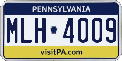 PA license plate MLH4009