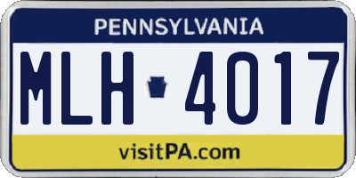 PA license plate MLH4017