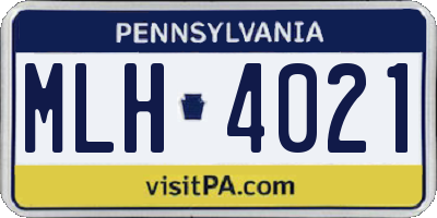 PA license plate MLH4021
