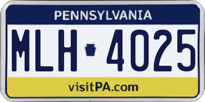PA license plate MLH4025