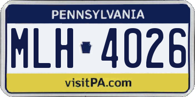 PA license plate MLH4026