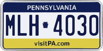 PA license plate MLH4030